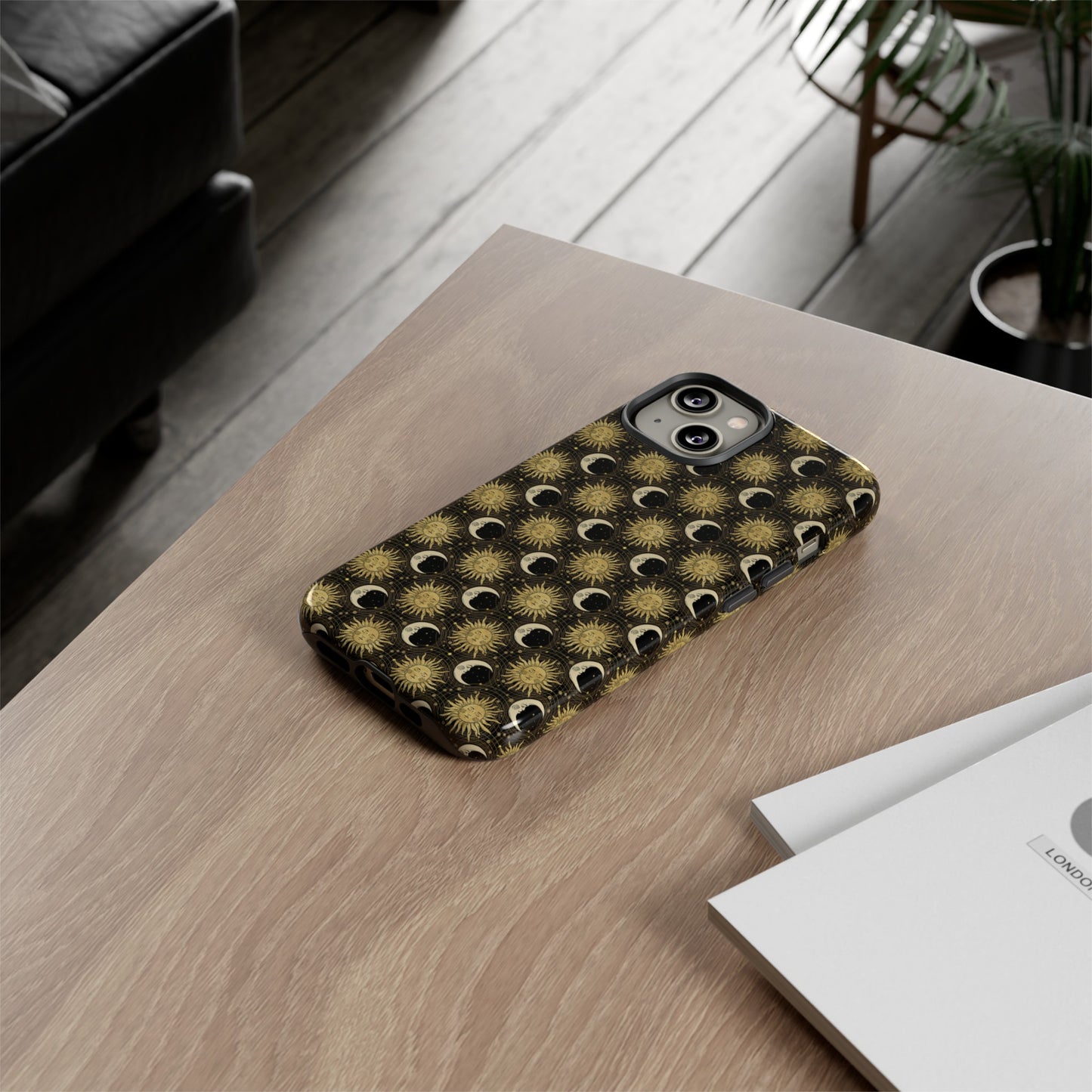 Apple I-Phone 14 (Series)-Tough Case-Phone Case: The Sun, The Moon, And The Stars [Gold Suns, Smiling Moons]