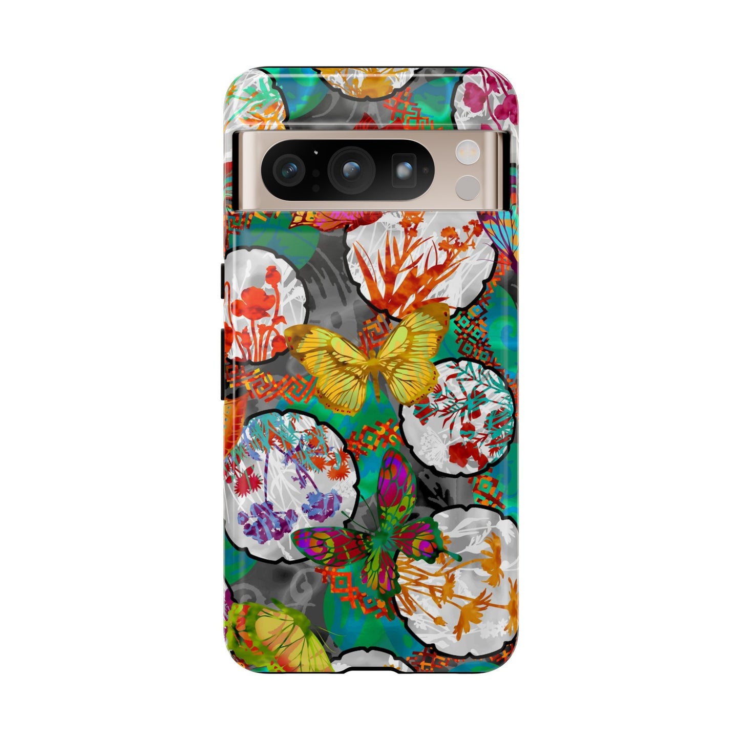 Android Google Pixel (Series) Tough Case-Phone Case:  Dreamscapes [Green Butterflies]