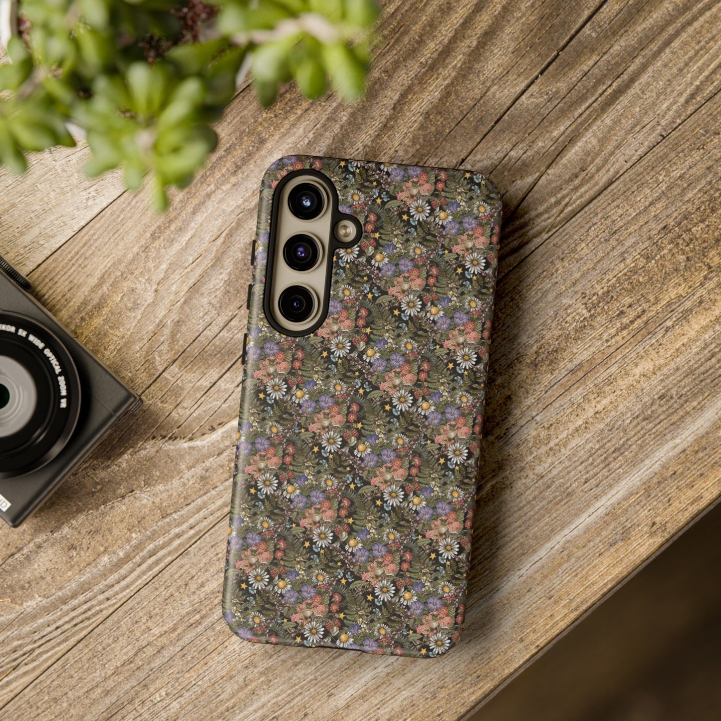 Samsung Galaxy Series Tough Case-Phone Case:  The Sun, The Moon, And The Stars [Celestial Flowers]
