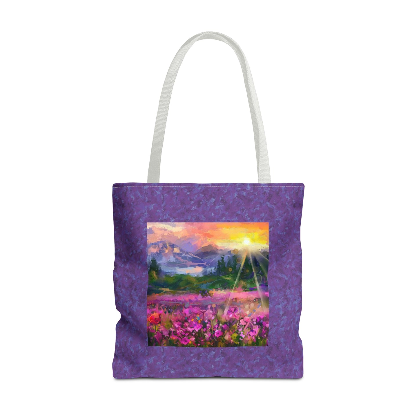 Tote Bag:  large-18x18;  "Year of Art" [Flowers on Mountain]
