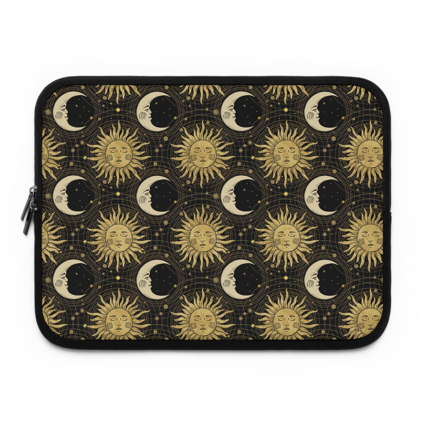 Laptop Sleeve:  [SUN-MOON-STARS]:  Gold Sun and Moon