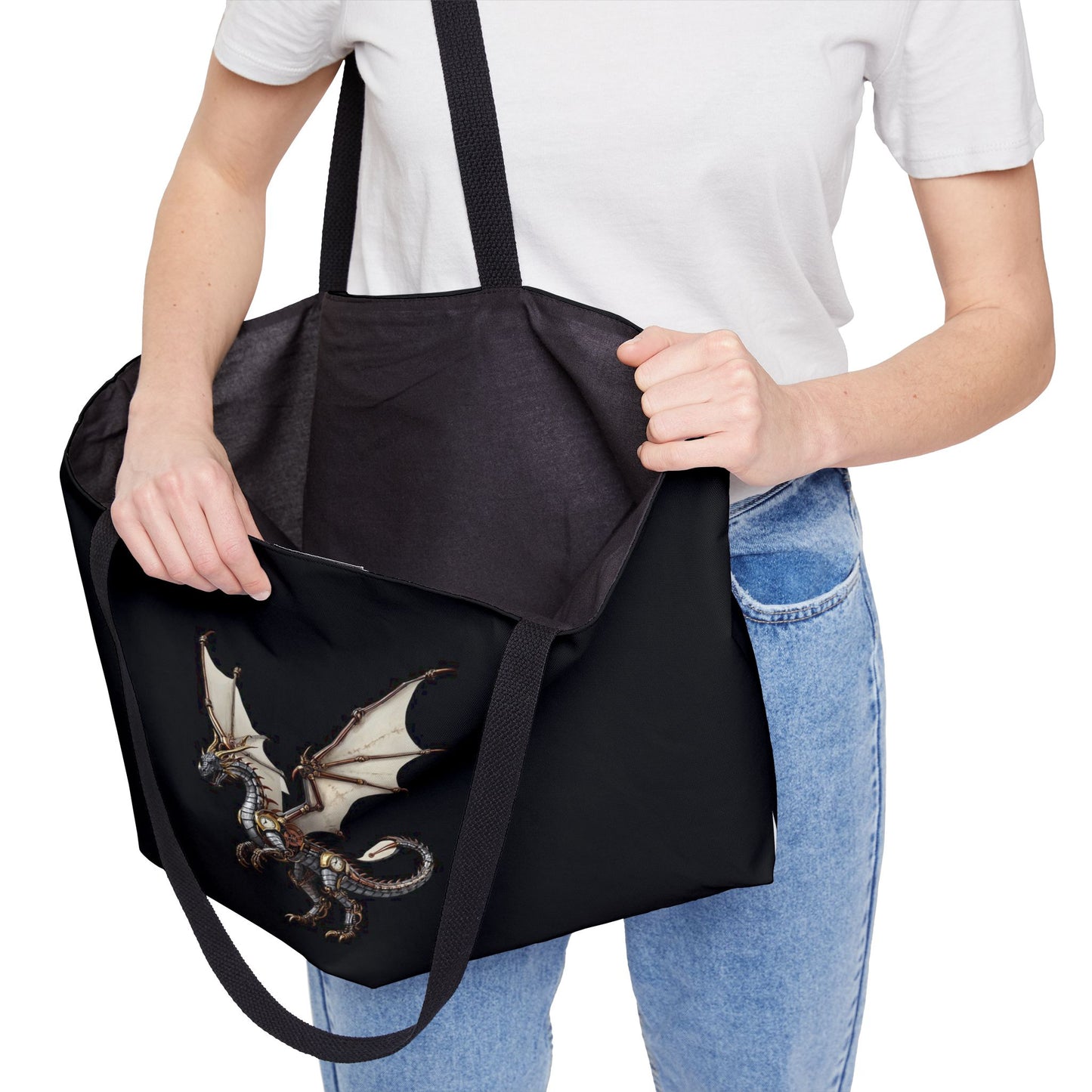 Weekender Tote Bag (Large):  Steampunk Dragons [Steel Dragon]