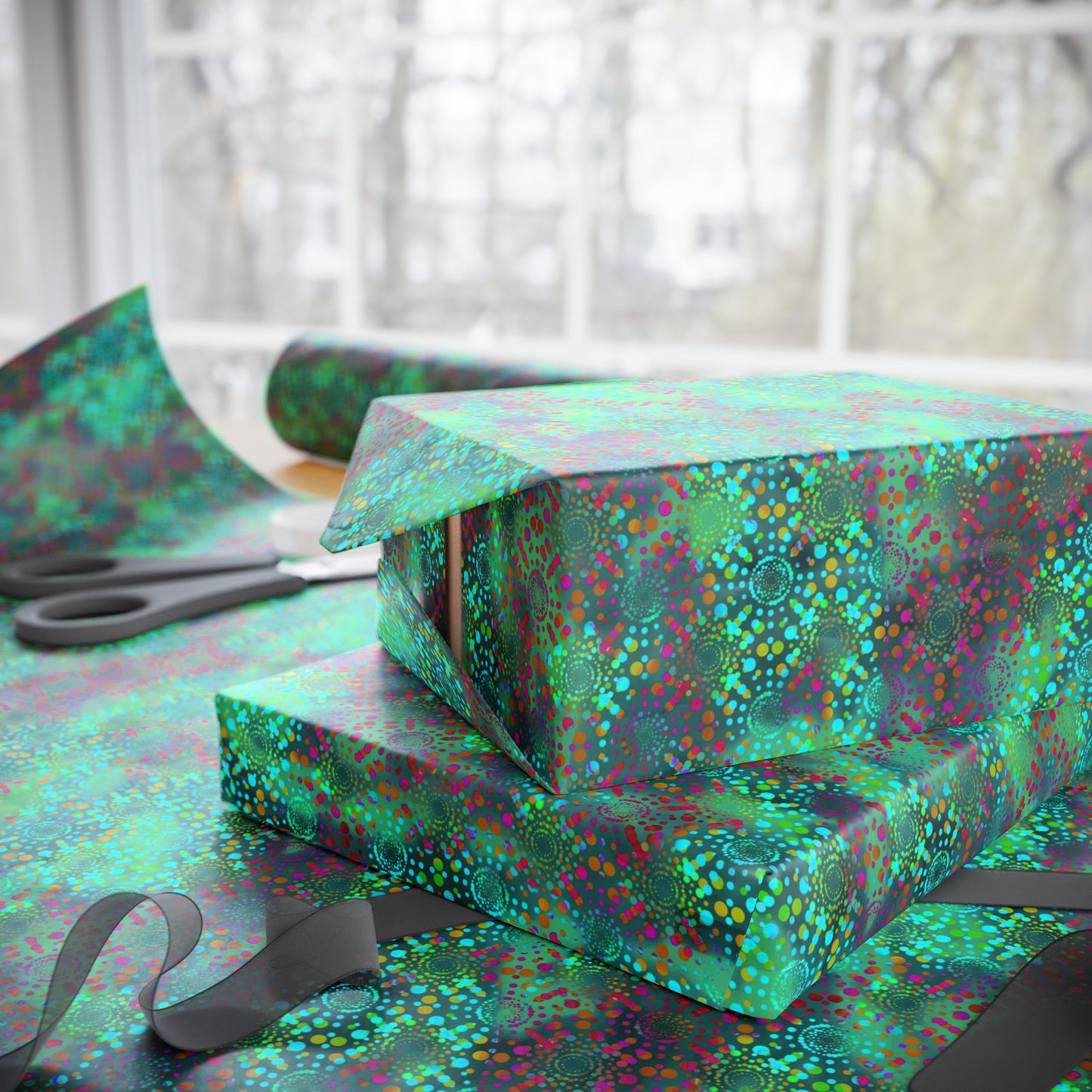 Wrapping Paper:  Dreamscapes [Teal Kaleidoscopes]