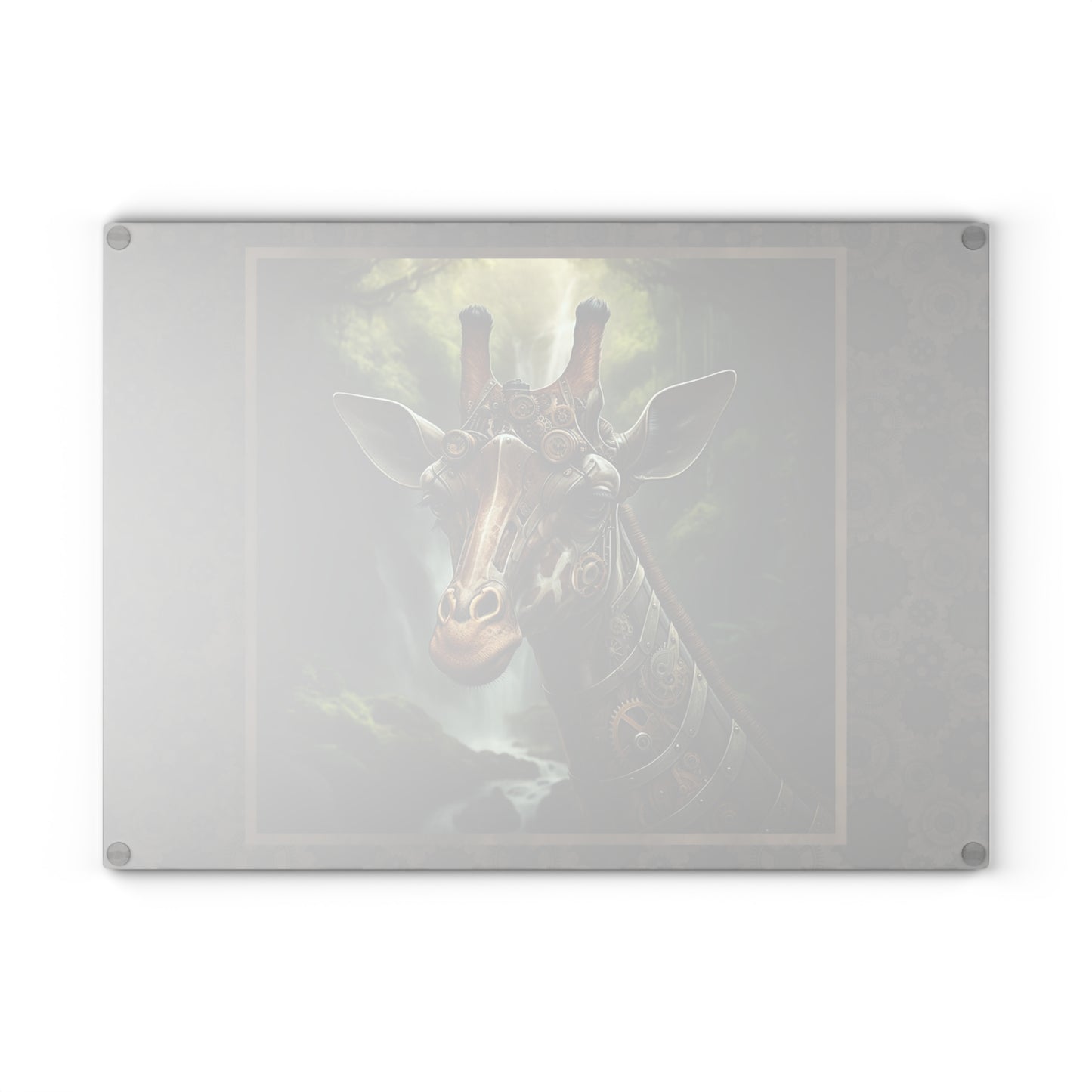 Glass Cutting Board (11"x15"):  Steampunk Animal [Giraffe]