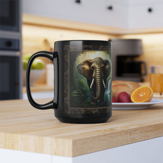 Black Mug-15oz:  "Steampunk Elephant" Panel