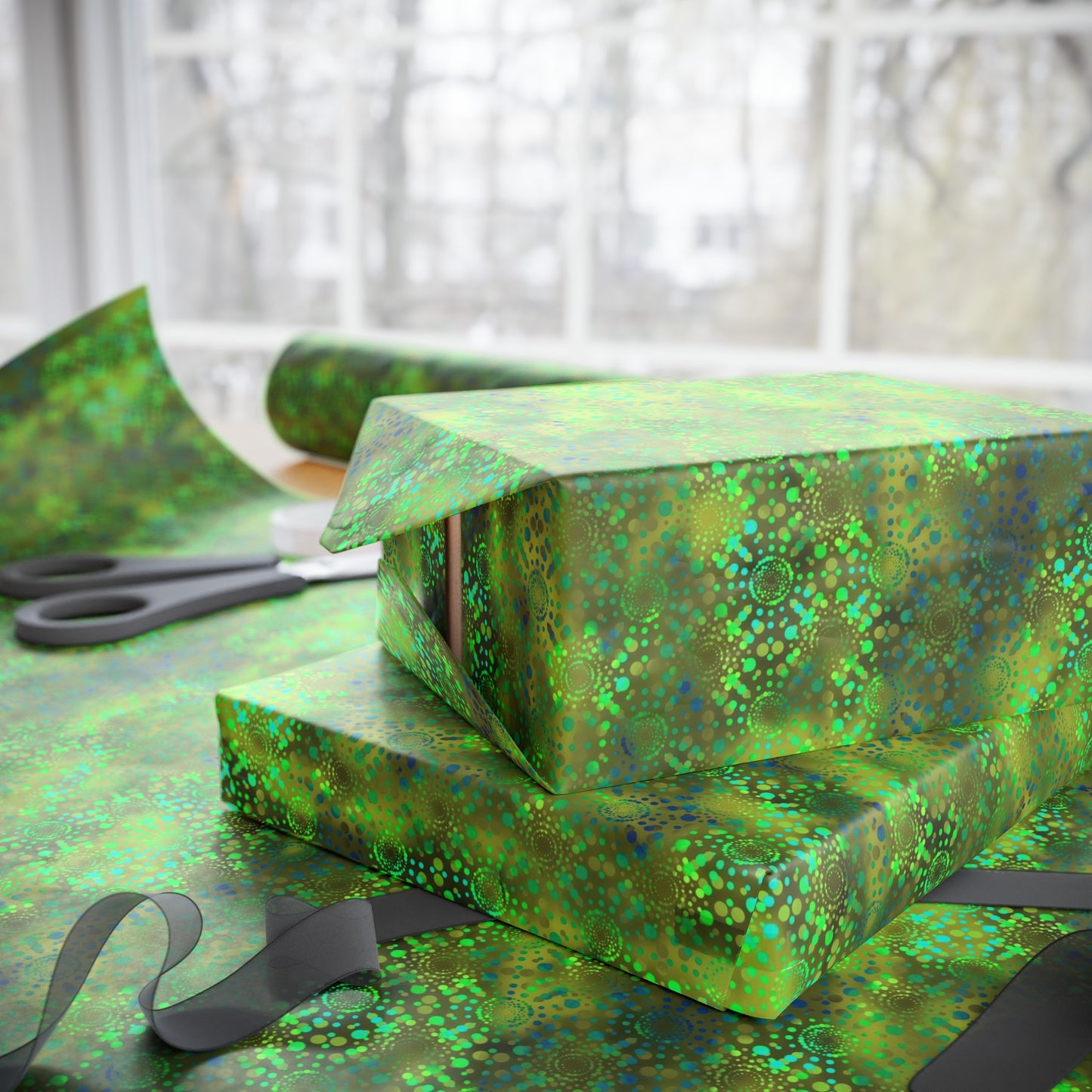 Wrapping Paper:  Dreamscapes [Green Kaleidoscopes]