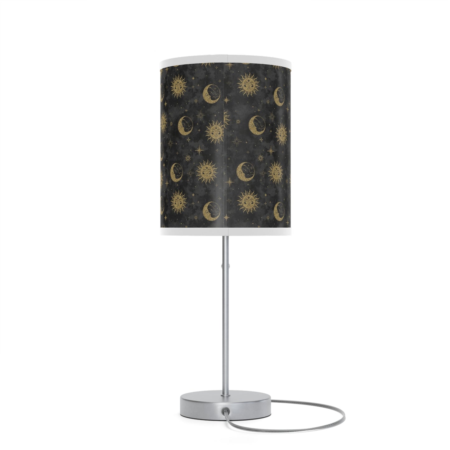 Table Lamp: Silver Base; The Sun, The Moon, and The Stars [Gold Suns and Moons]