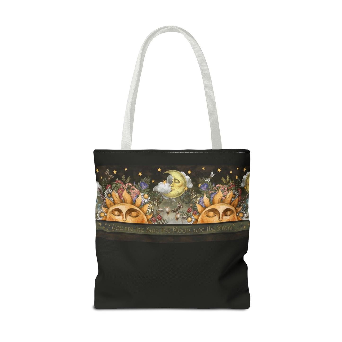 Tote Bag:  large-18x18;  "The Sun, The Moon, and the Stars" [Border]