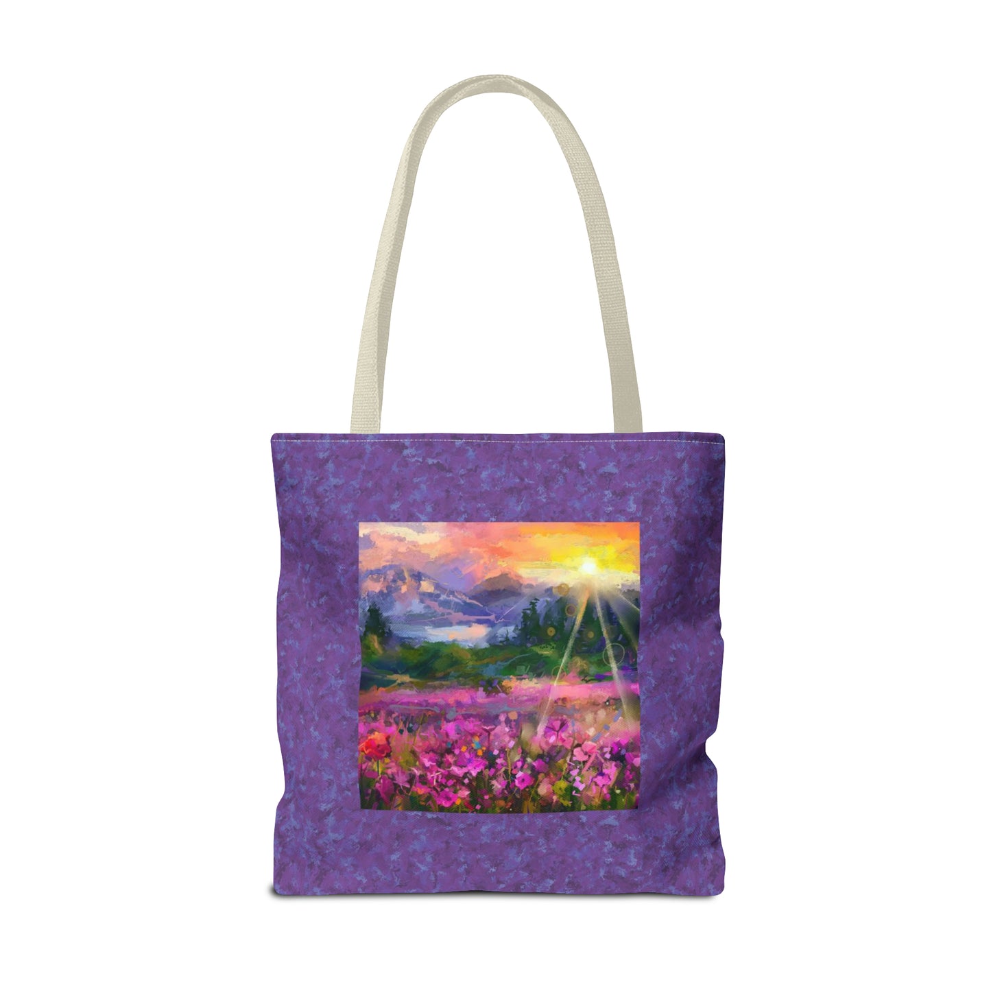 Tote Bag:  large-18x18;  "Year of Art" [Flowers on Mountain]
