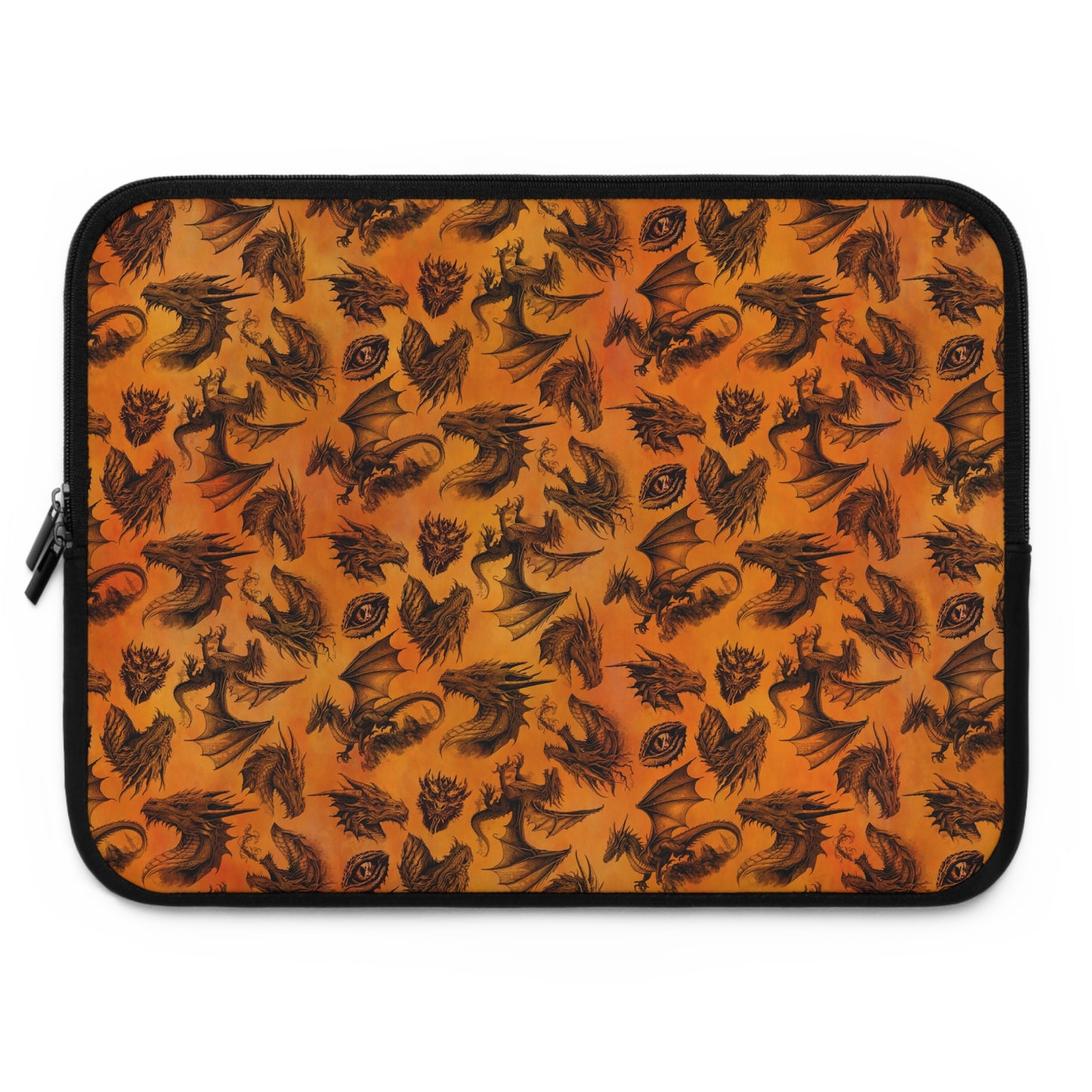 Laptop Sleeve  (Multiple Sizes): Emerald Dragons [Dragon Etching-Orange]