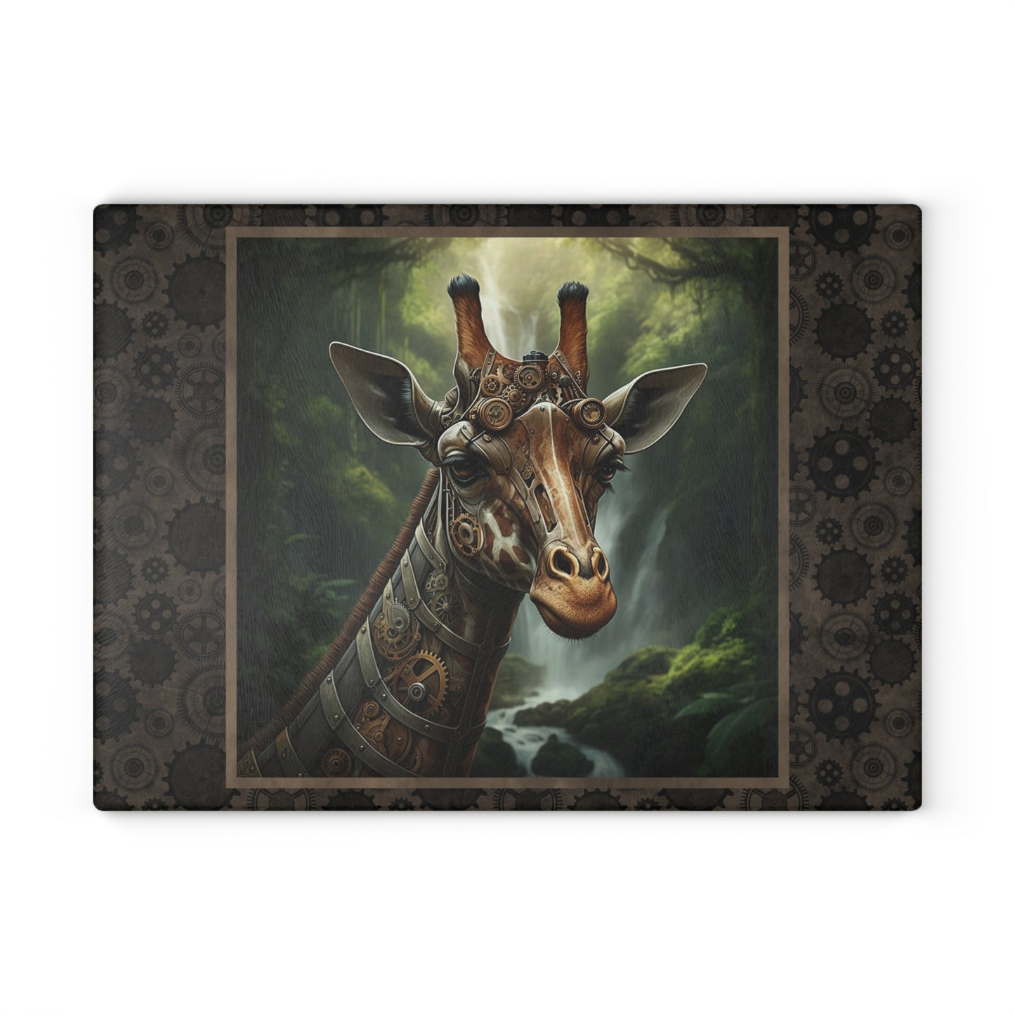 Glass Cutting Board (11"x15"):  Steampunk Animal [Giraffe]