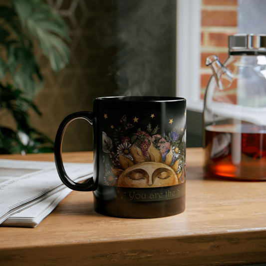 Ceramic Mug:  Black;  The Sun, The Moon, And the Stars