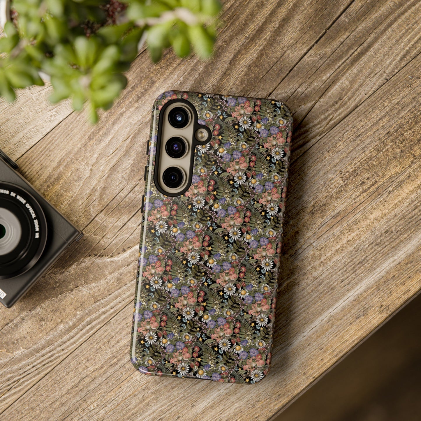 Samsung Galaxy Series Tough Case-Phone Case:  The Sun, The Moon, And The Stars [Celestial Flowers]