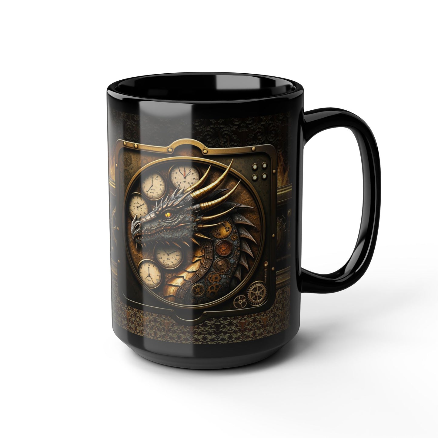Black Mug-15oz:  "Dragons Steampunk" Panel