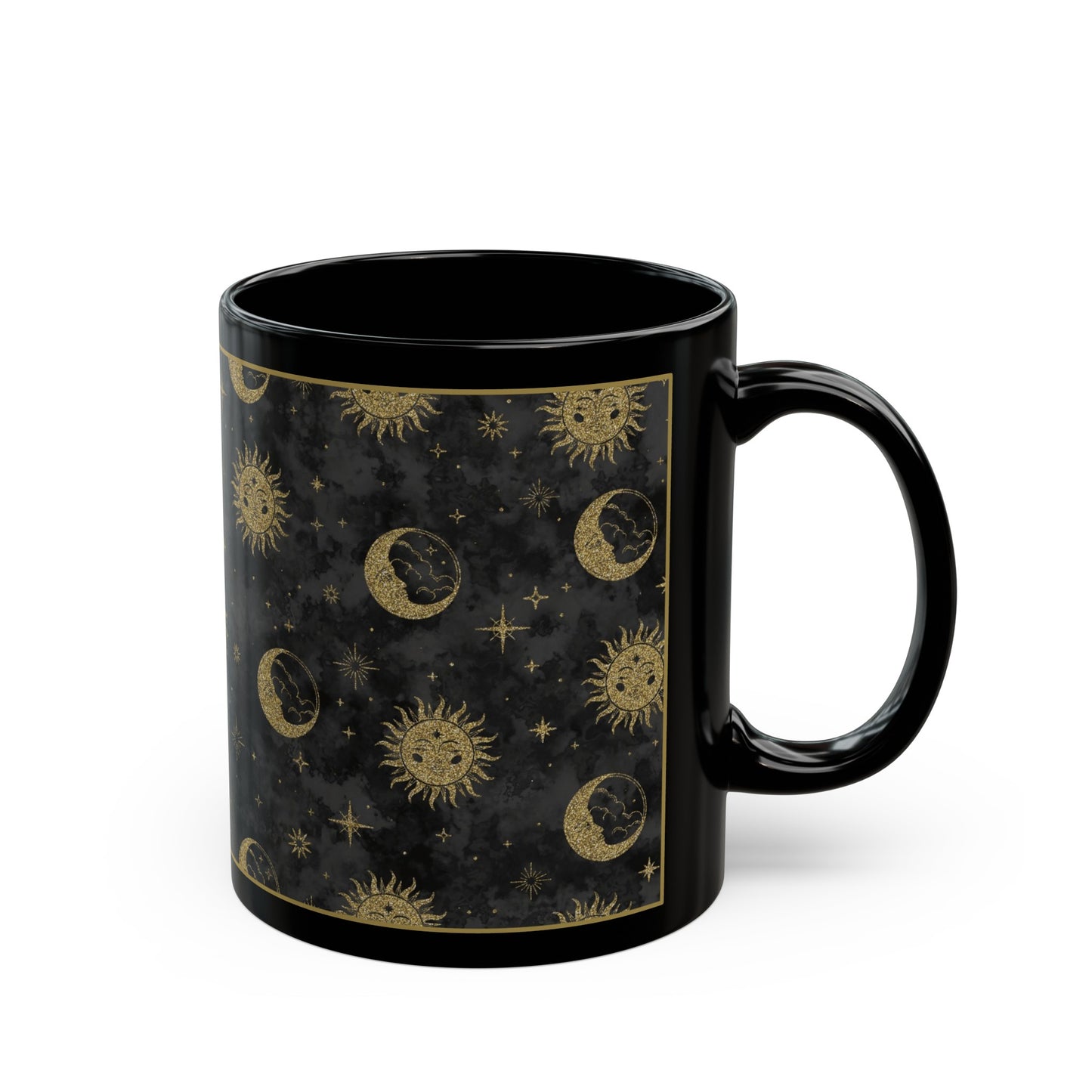 Ceramic Mug (11oz.):  The Sun, The Moon, And The Stars [Gold Speck Sun and Moons]