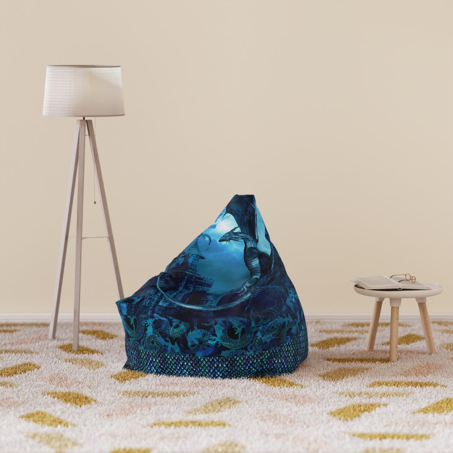 Bean Bag Cover:  Dragons [Blue Fury]