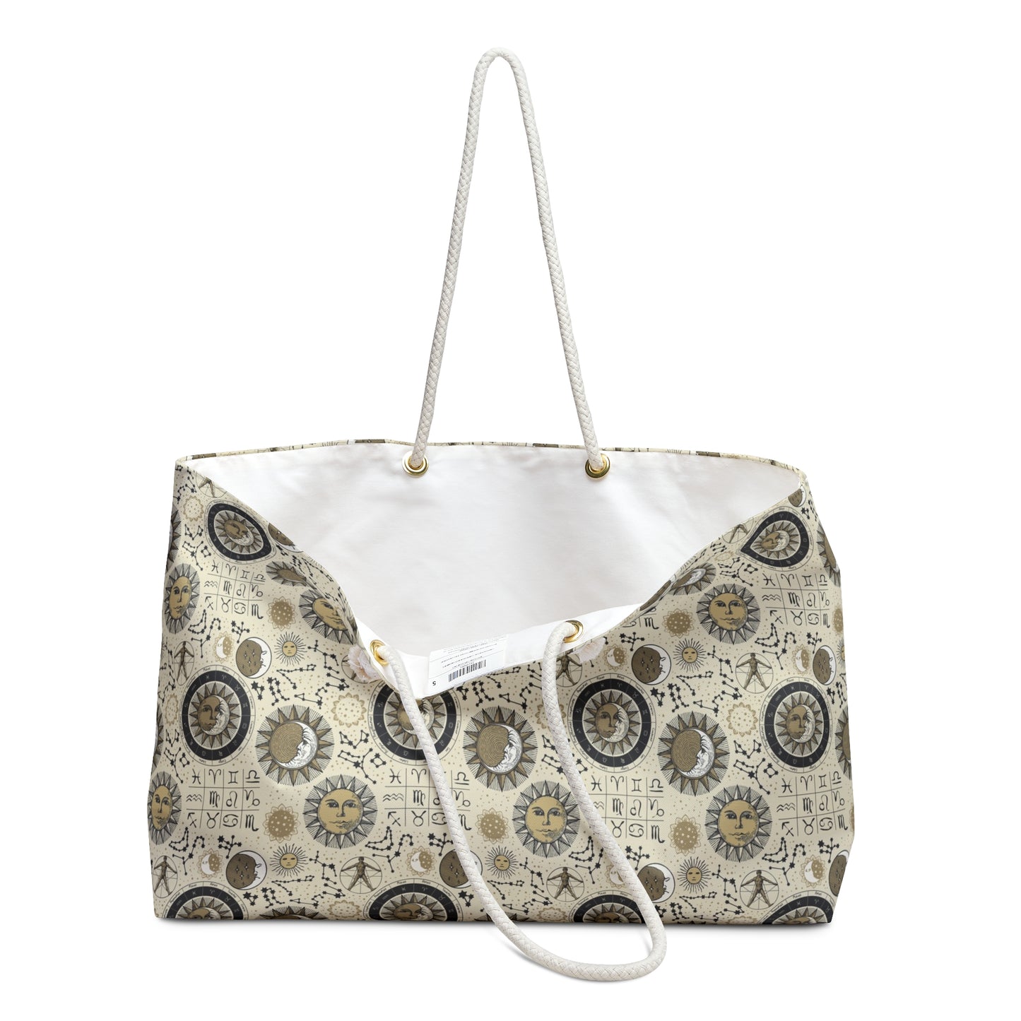 Weekender Tote Bag (Large):  The Sun, The Moon, And The Stars [Zodiac Symbols]