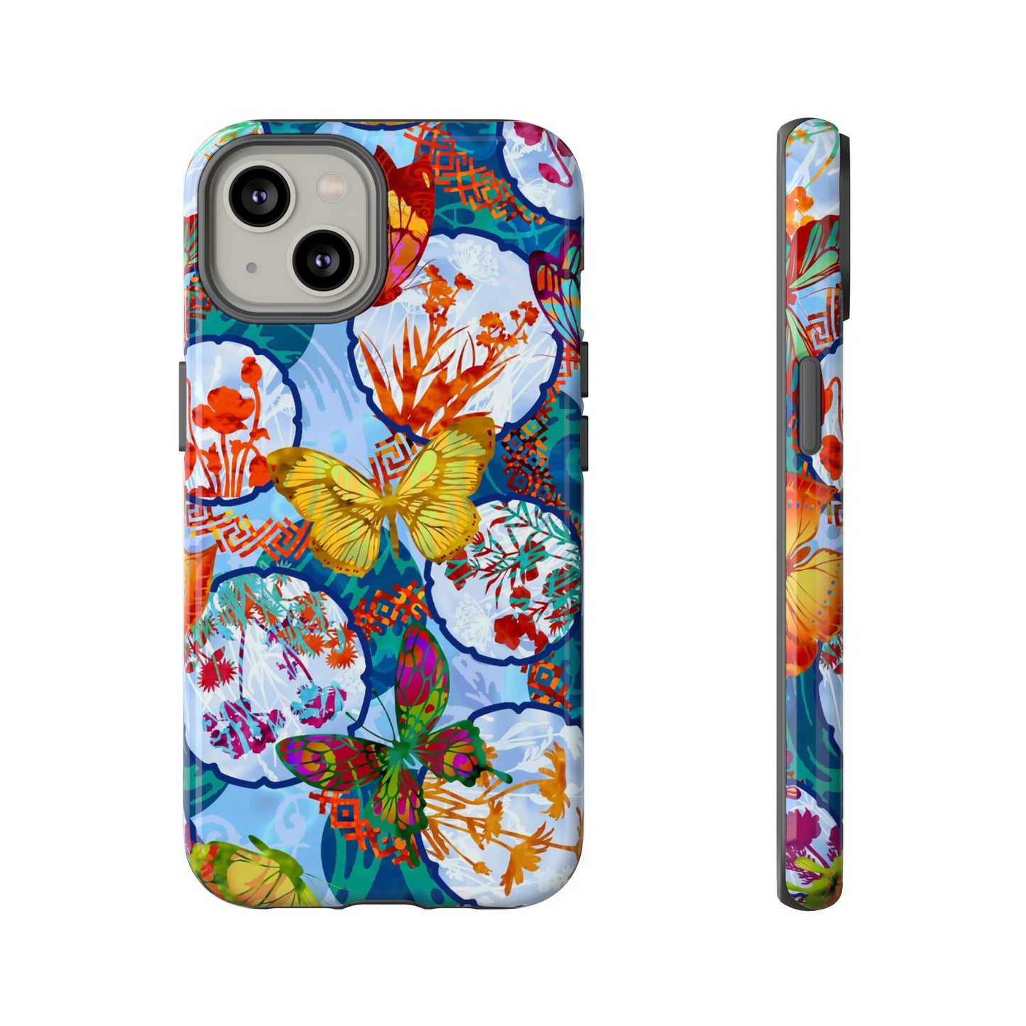 Apple I-Phone 14 (Series)-Tough Case-Phone Case: Dreamscapes [Light Blue Butterflies]