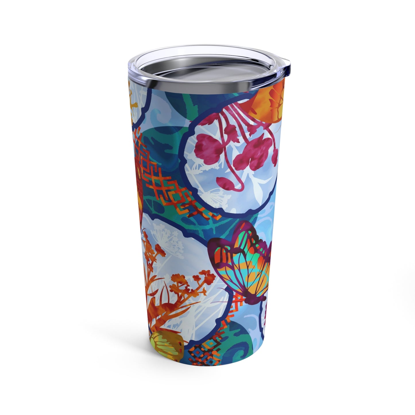 Thermal Tumbler:  20 oz:  Dreamscapes-Light Blue Butterflies