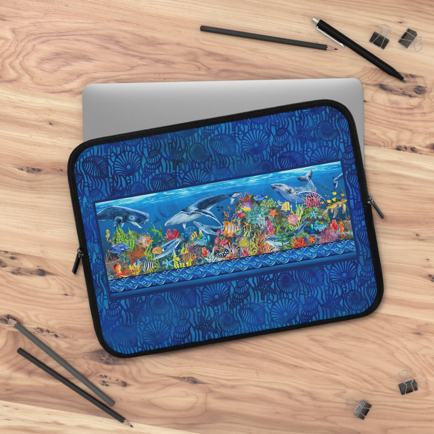 Laptop SleeveLaptop Sleeve:  [CALYPSO]:  Sea Life Panel-Shells Tonal