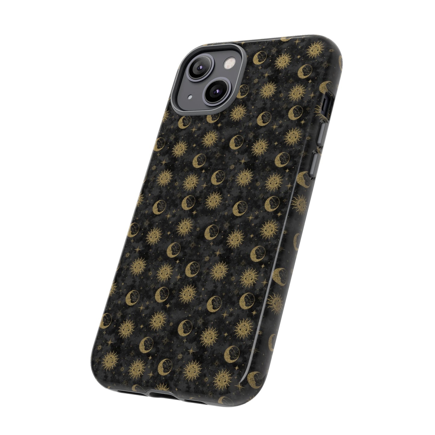 Apple I-Phone 14 (Series)-Tough Case-Phone Case: The Sun, The Moon, And The Stars [Gold Suns, Smiling Moons]