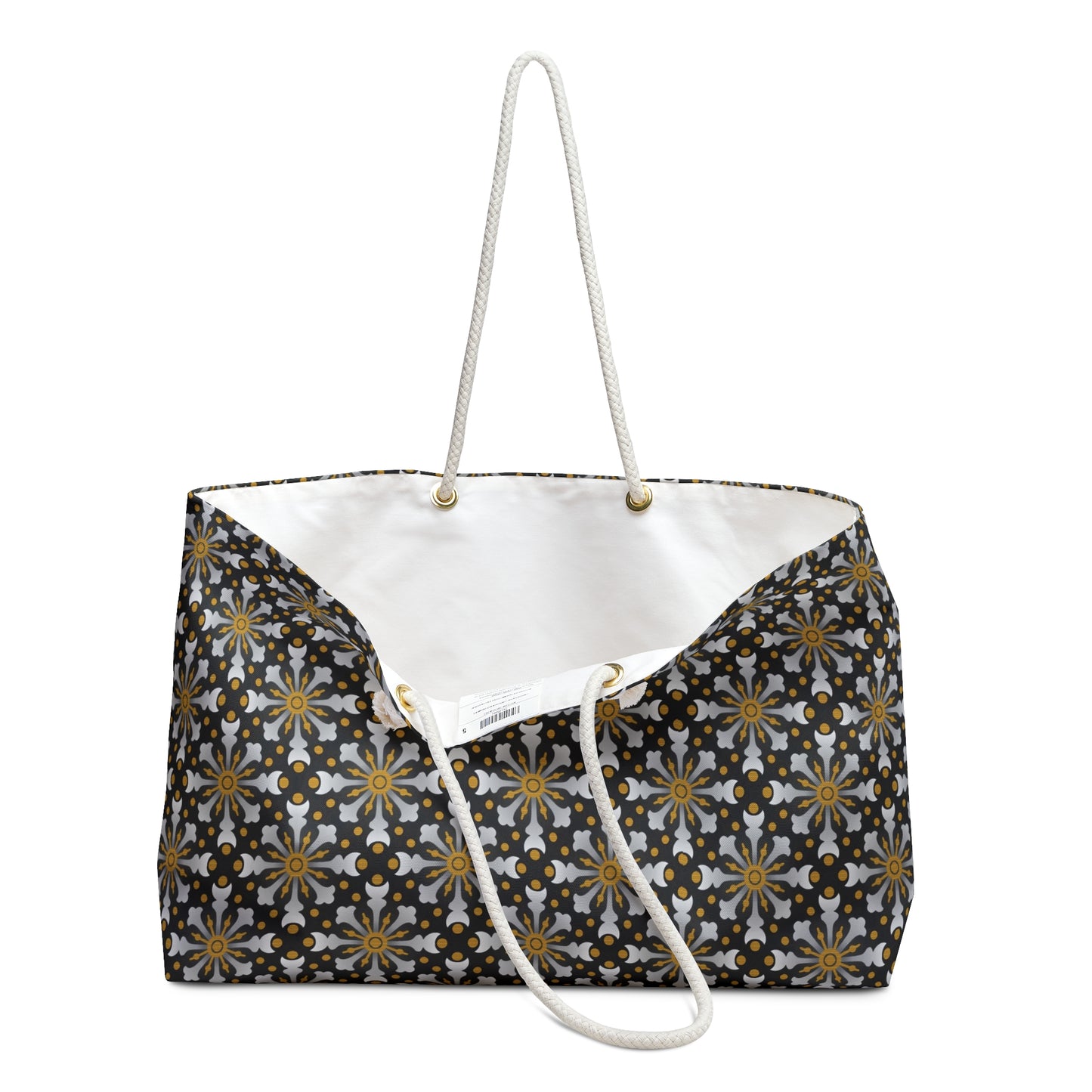 Weekender Tote Bag (Large):  Celestial [Black/Gold Sunbursts]