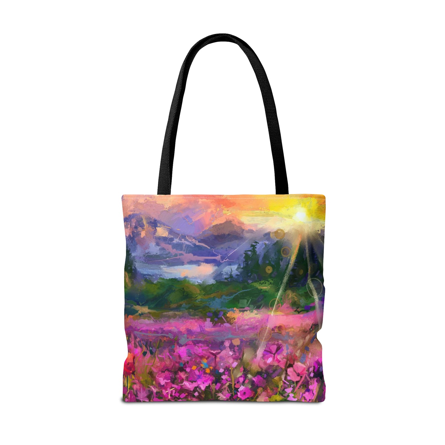 Tote Bag:  large-18x18;  "Year of Art" [Flowers on Mountain]