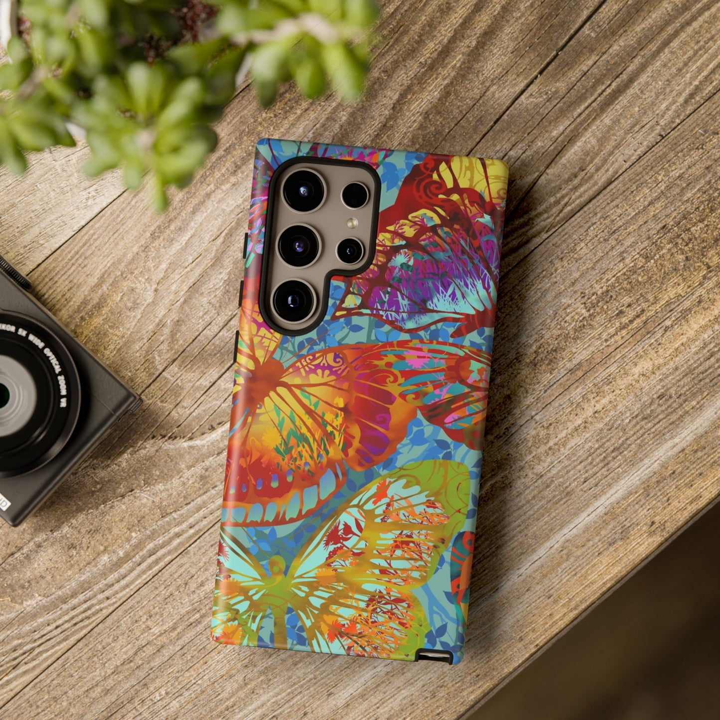 Samsung Galaxy Series Tough Case-Phone Case: Dreamscapes [Light Green Butterflies]
