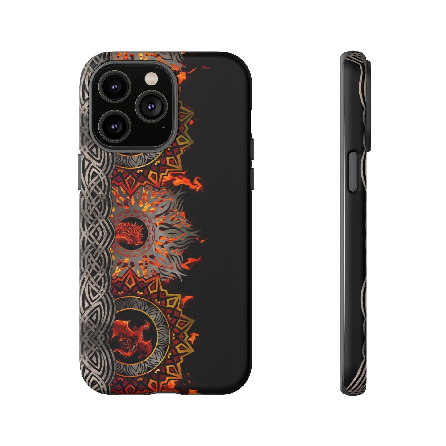 Apple I-Phone 14 (Series) Tough Case-Phone Case: Dragons [Red Fury Border]