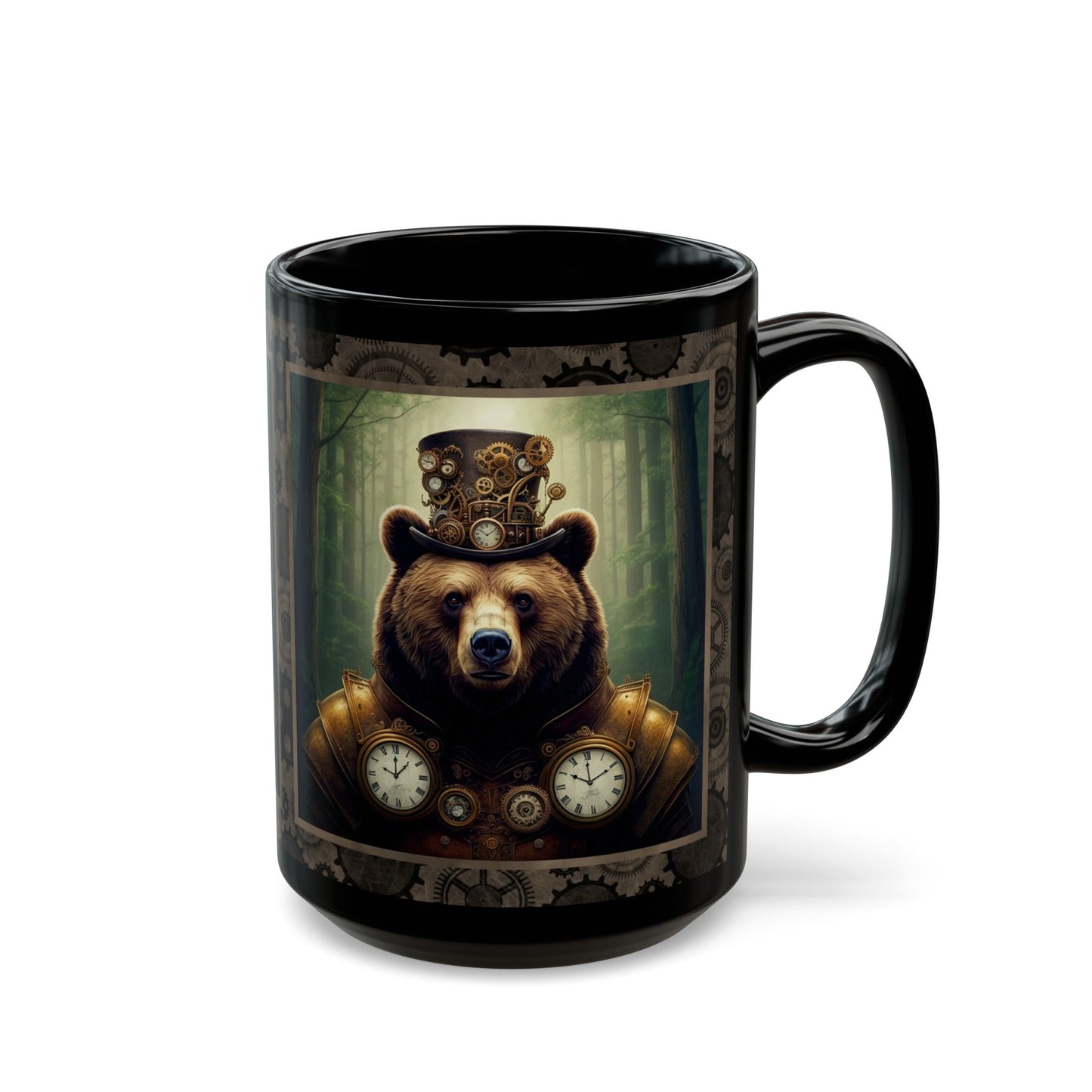 Black Mug-15oz:  "Steampunk Bear" Panel