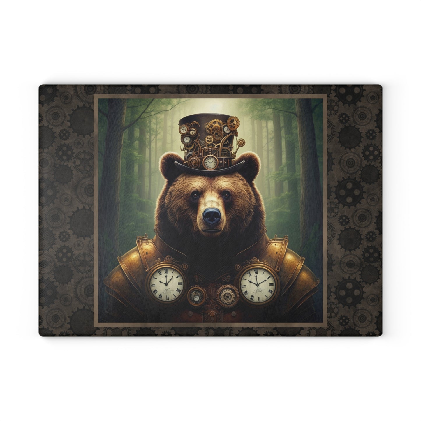 Glass Cutting Board:  Steampunk [Animals - Bear]