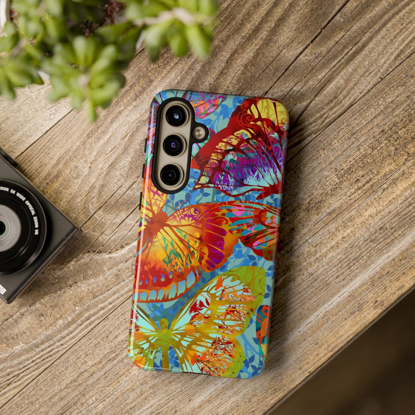 Samsung Galaxy Series Tough Case-Phone Case: Dreamscapes [Light Green Butterflies]