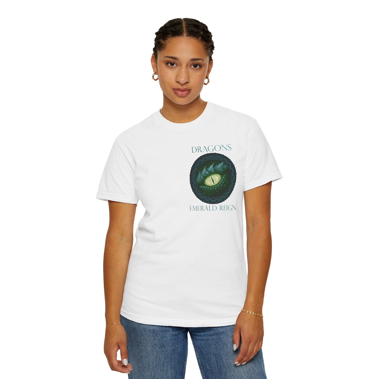 Unisex Heavy Cotton Tee:  "Emerald Dragons" [Banner/Panel]