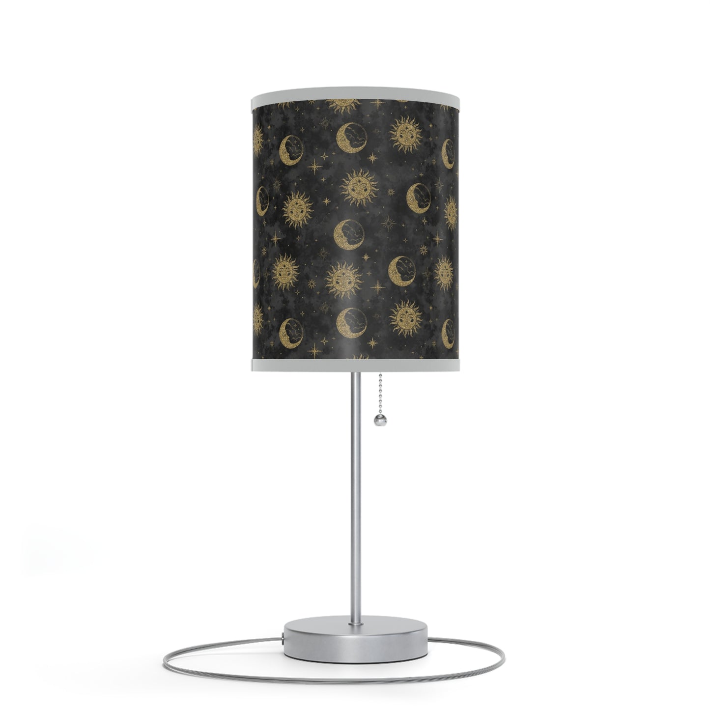 Table Lamp: Silver Base; The Sun, The Moon, and The Stars [Gold Suns and Moons]