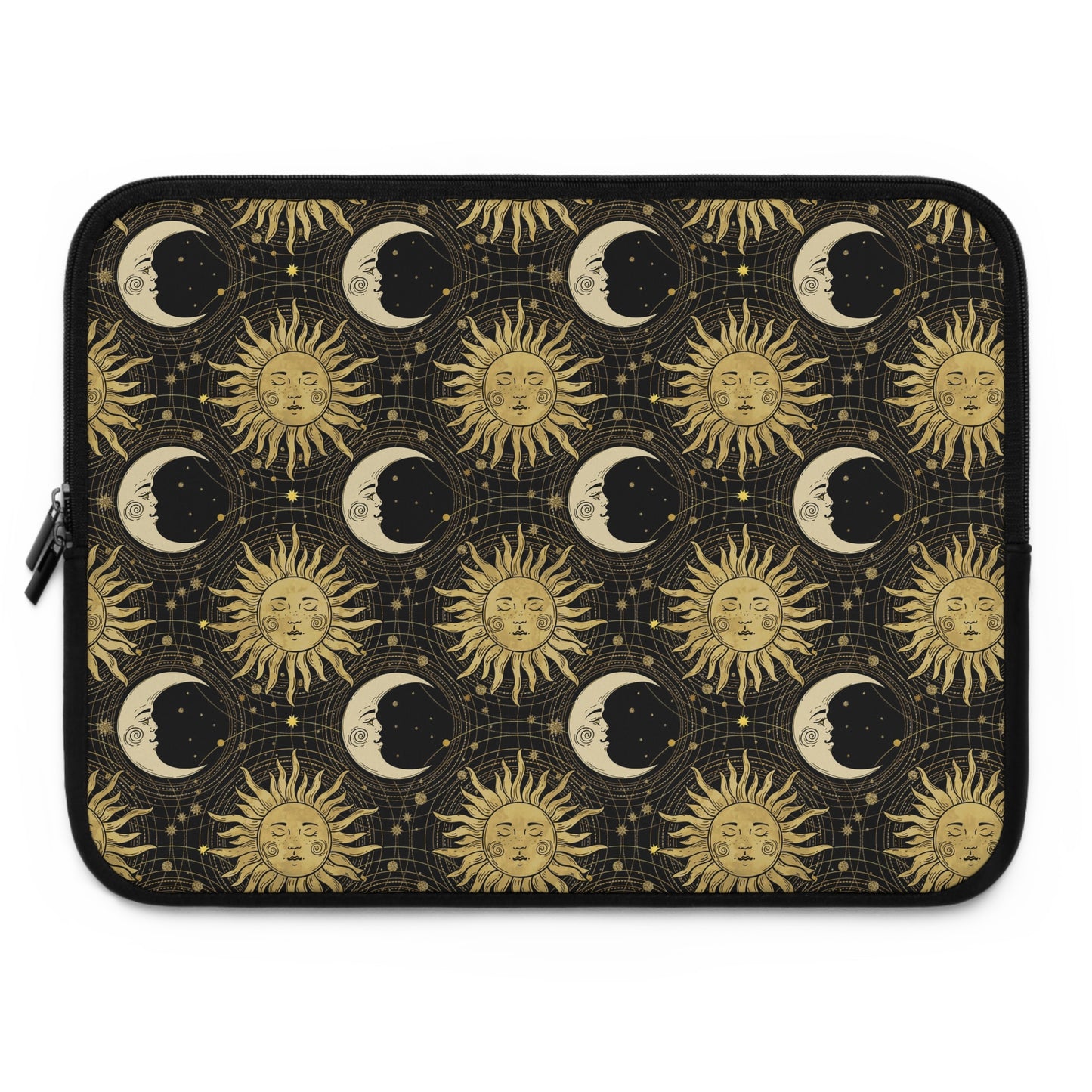 Laptop Sleeve:  [SUN-MOON-STARS]:  Gold Sun and Moon