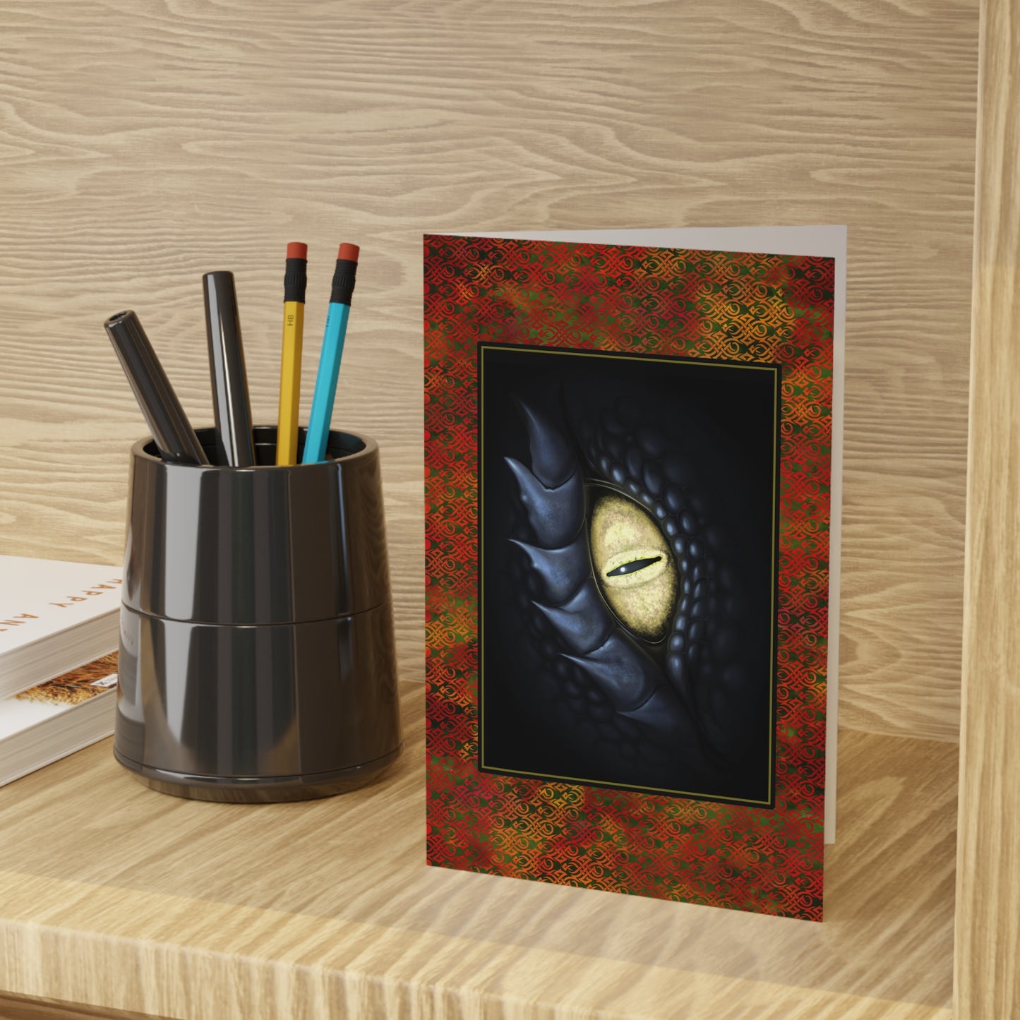 NOTE CARDS: DRAGONS [Black Eye-Red Flames]