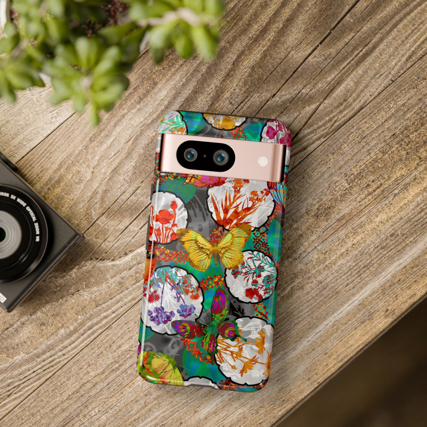 Android Google Pixel (Series) Tough Case-Phone Case:  Dreamscapes [Green Butterflies]