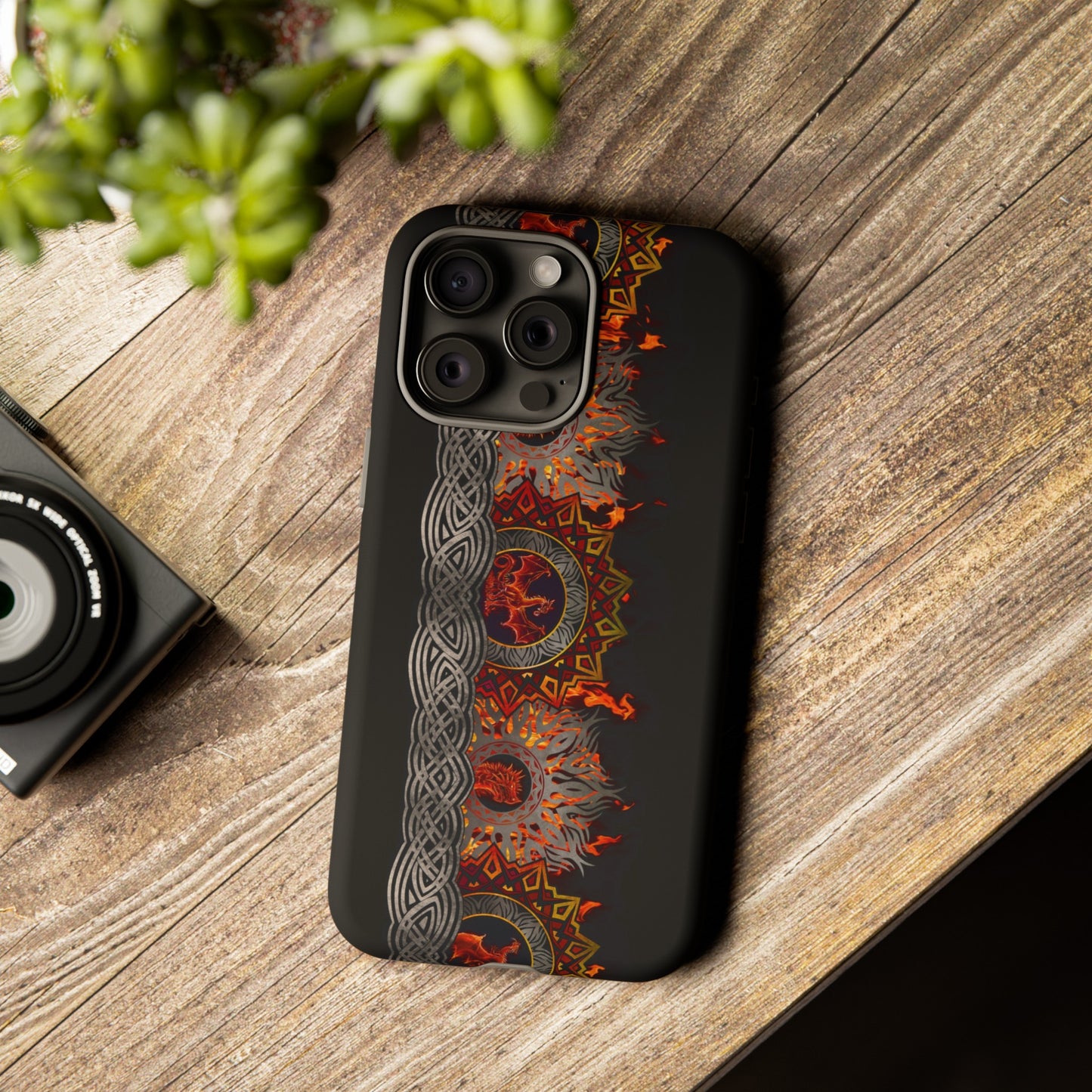 Apple I-Phone 15 (Series)-Tough Case-Phone Case:  Dragons [Red Fury Border]