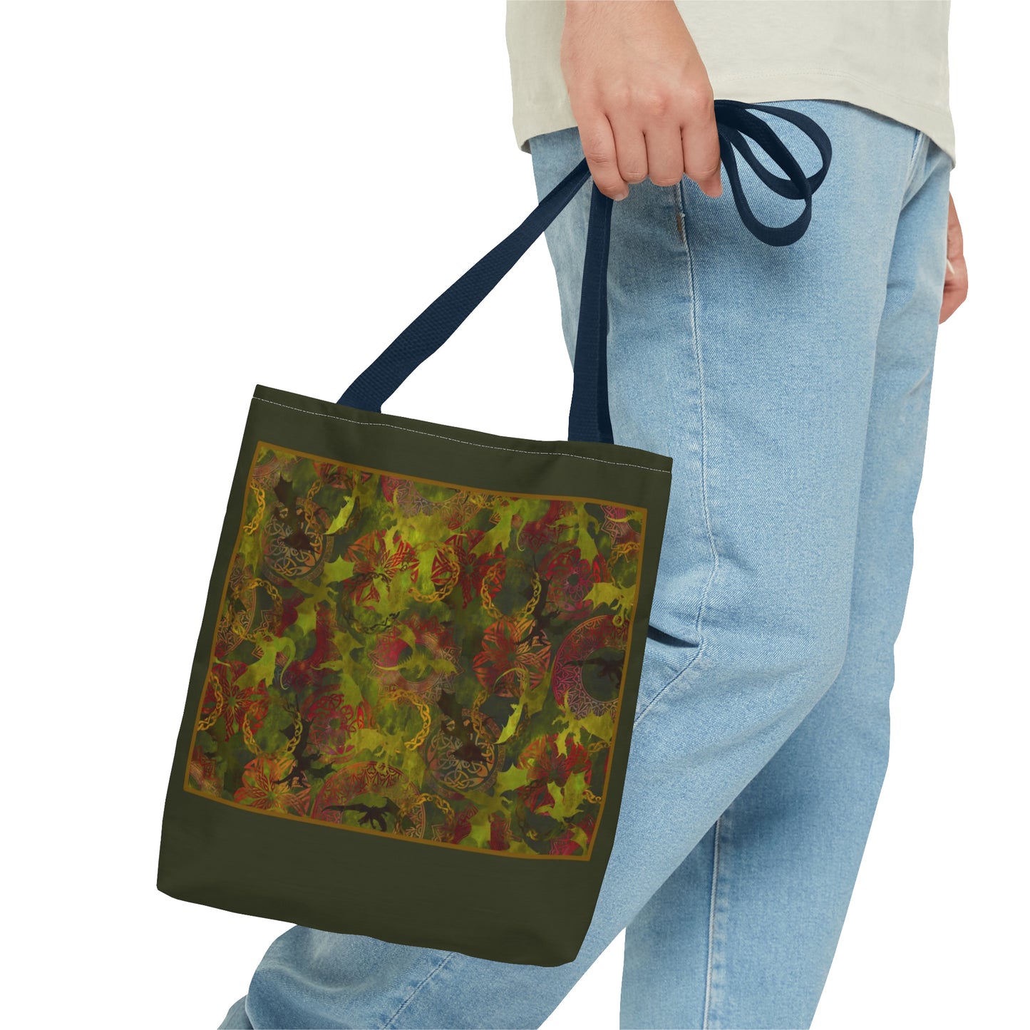 Tote Bag:  large-18x18;  "Dragons" [Green Panel]