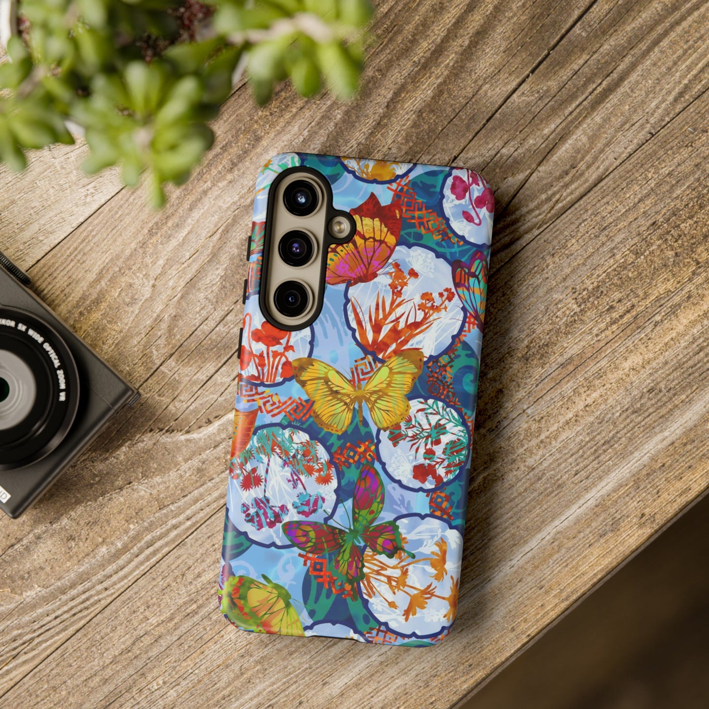 Samsung Galaxy Series Tough Case-Phone Case: Dragons [Light Blue Butterflies]