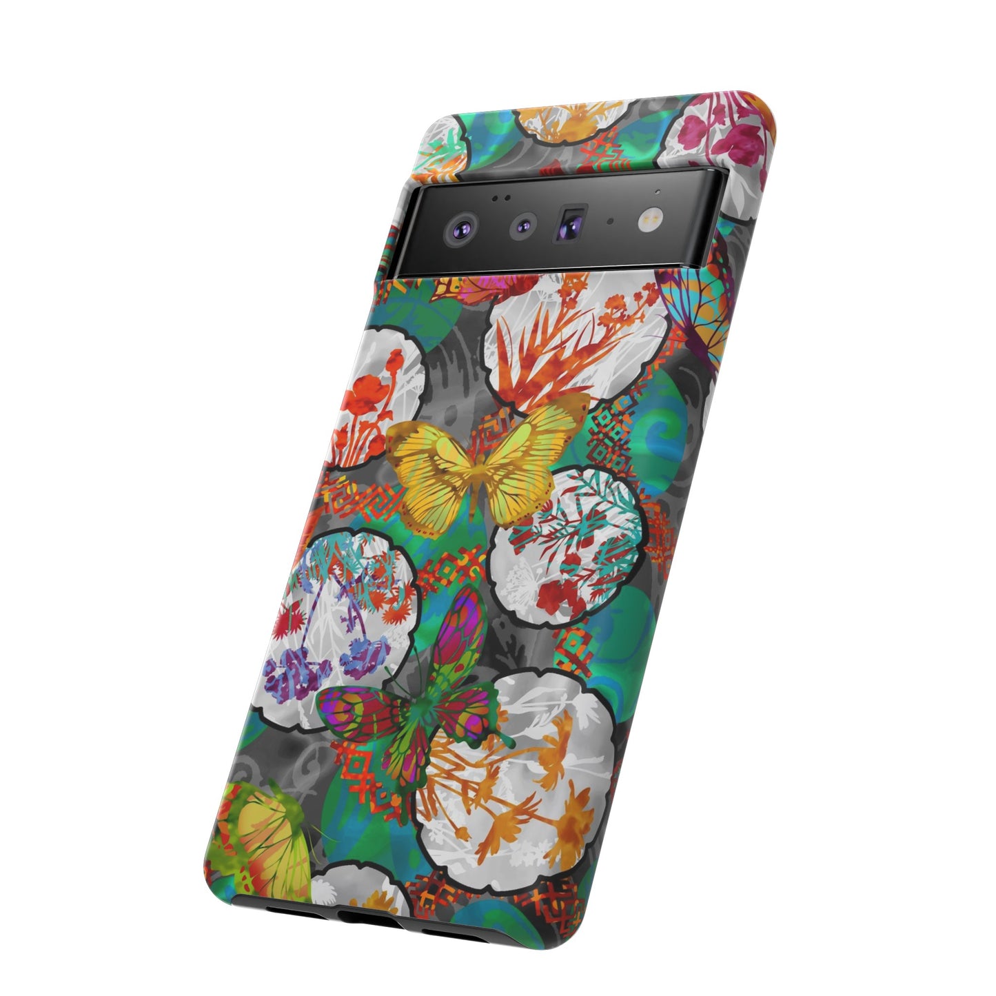 Android Google Pixel (Series) Tough Case-Phone Case:  Dreamscapes [Green Butterflies]