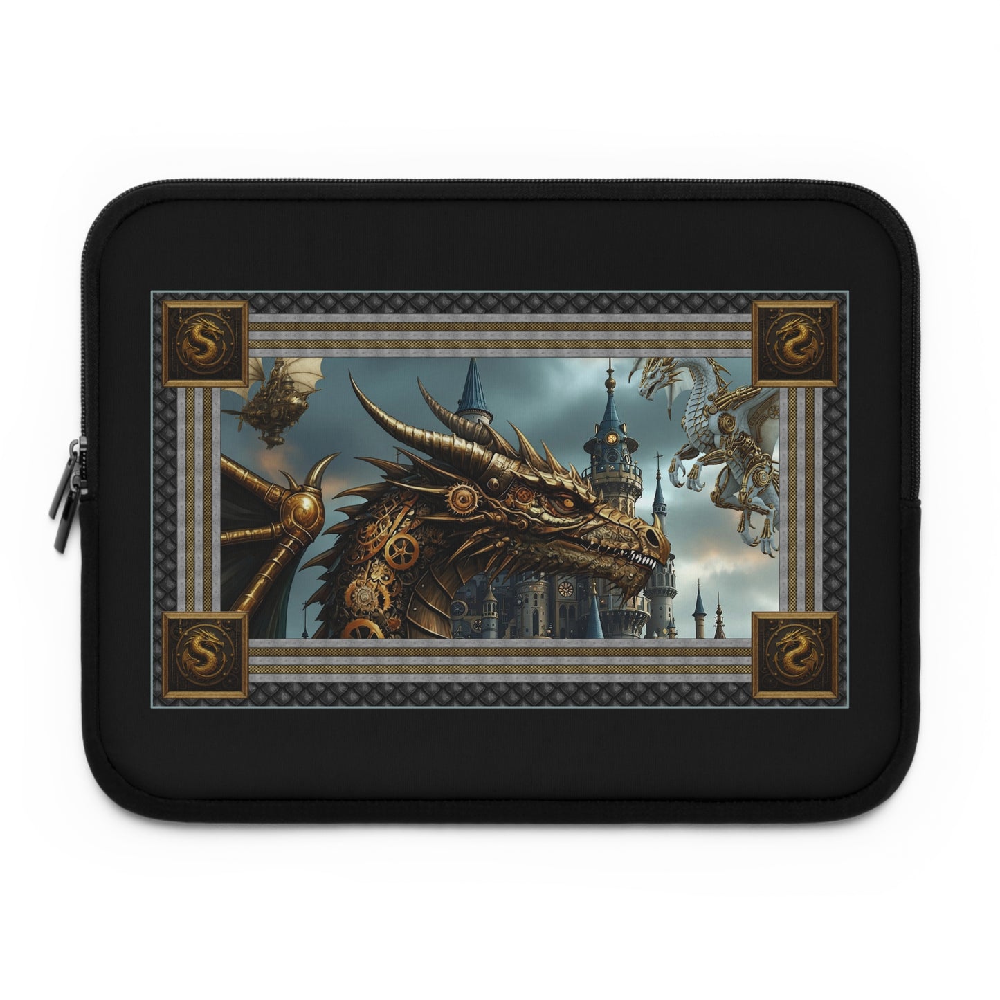 Laptop Sleeve (Sizes:  13", 15", 17"):  Steampunk Dragons [Dragon Head]