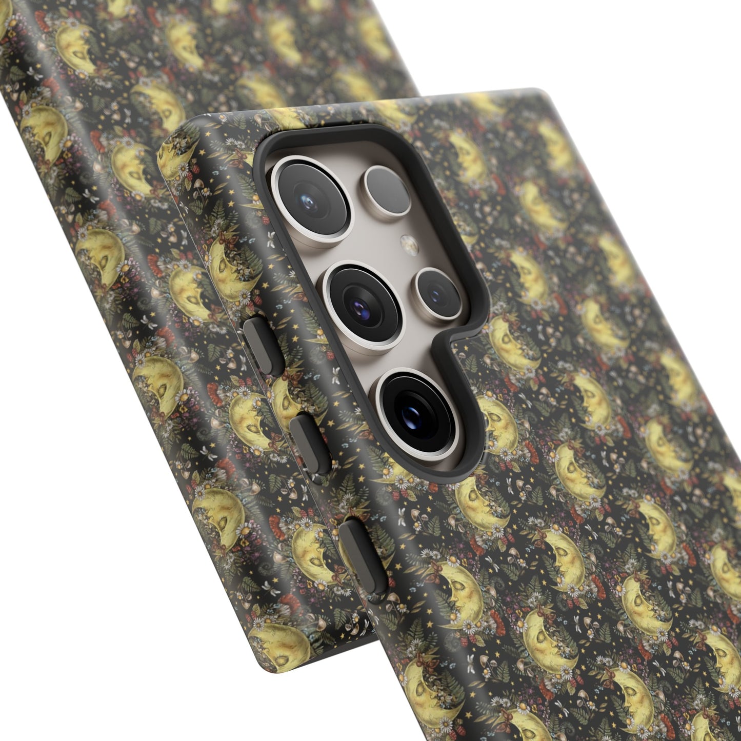 Samsung Galaxy Series Tough Case-Phone Case: The Sun, The Moon, And The Stars [Moon With Flowers]