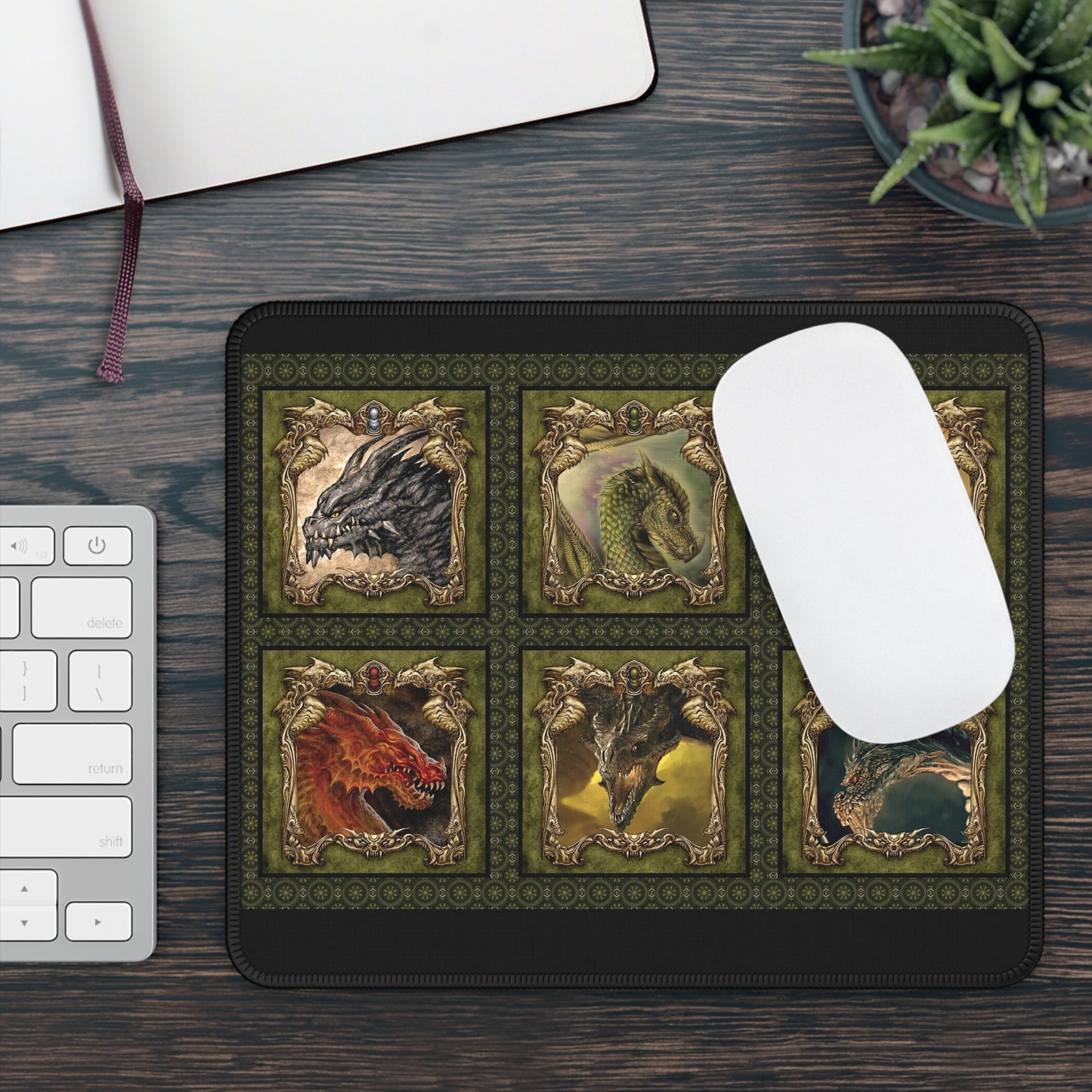 Mouse Pad-Gaming;  9x7 - "Dragons" [Dragon Heads]