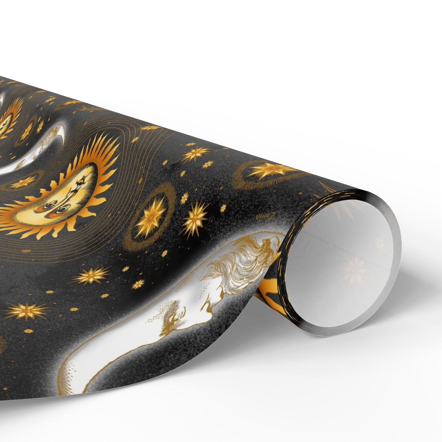 Wrapping Paper:  Celestial [Black-Haze Suns/Moons]