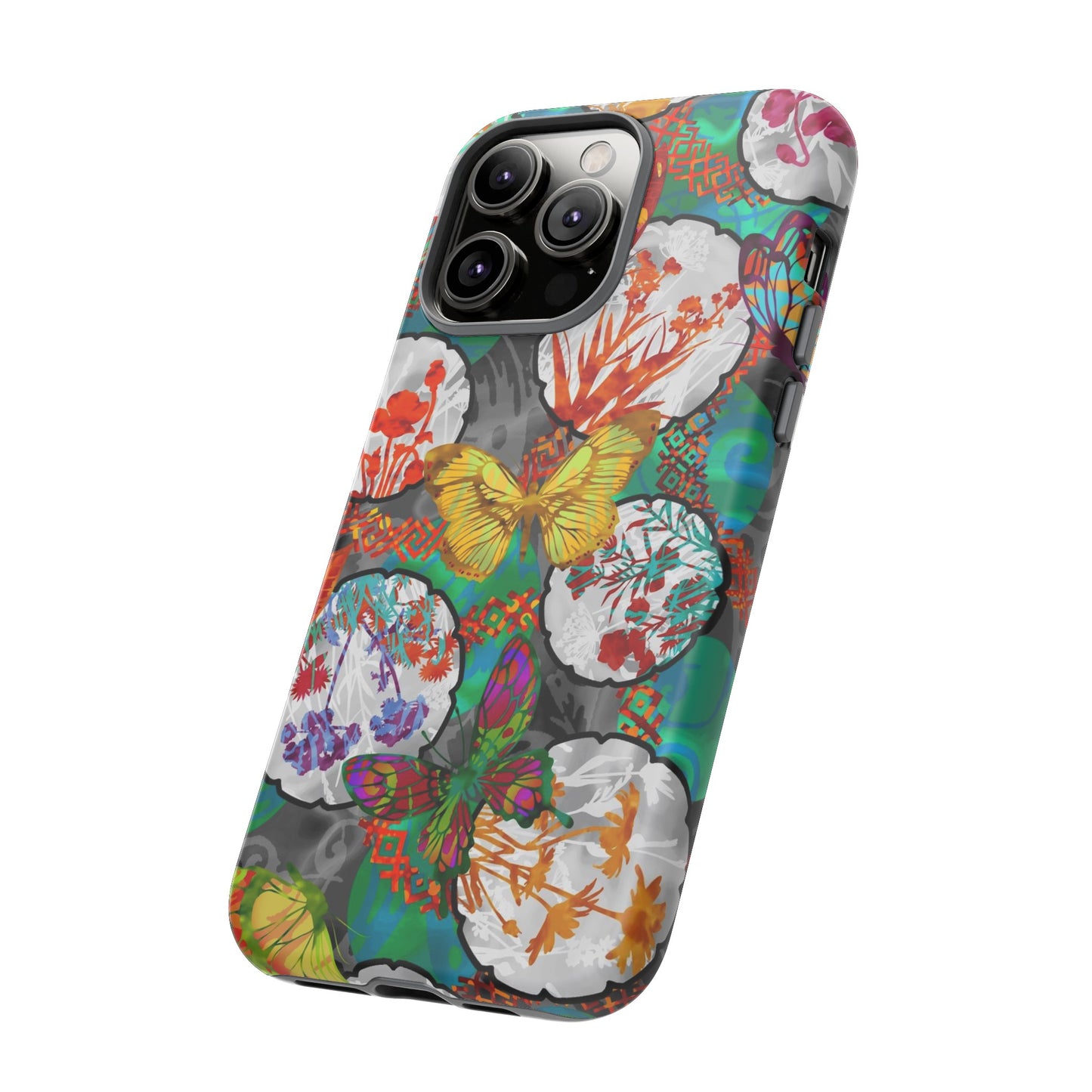 Apple I-Phone 14 (Series)-Tough Case-Phone Case:  Dreamscapes [Teal Butterflies]