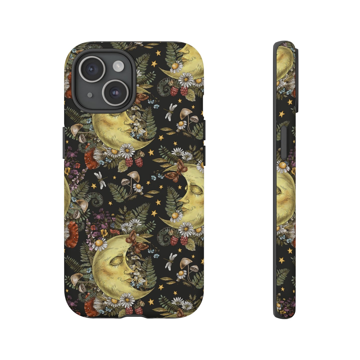 Samsung Galaxy Series Tough Case-Phone Case: The Sun, The Moon, And The Stars [Celestial Moon with Flowers]