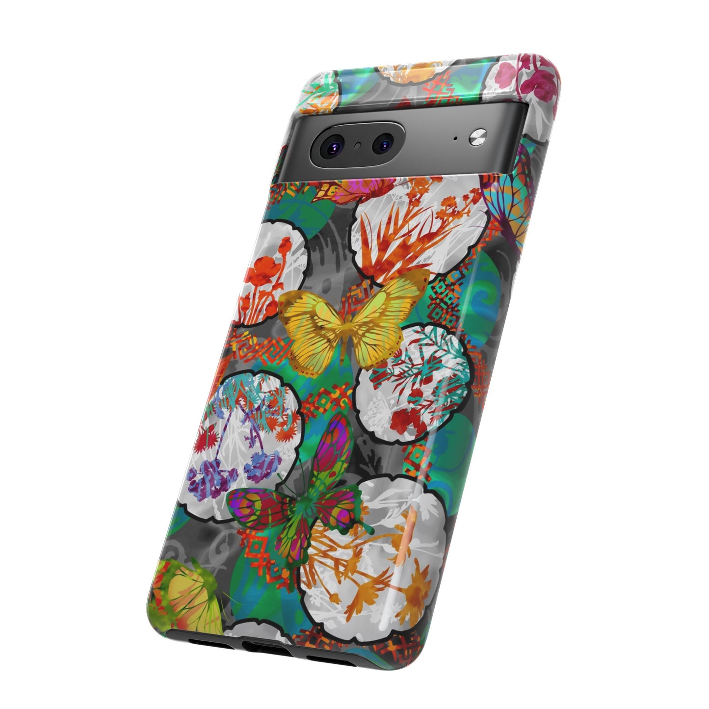 Android Google Pixel (Series) Tough Case-Phone Case:  Dreamscapes [Green Butterflies]