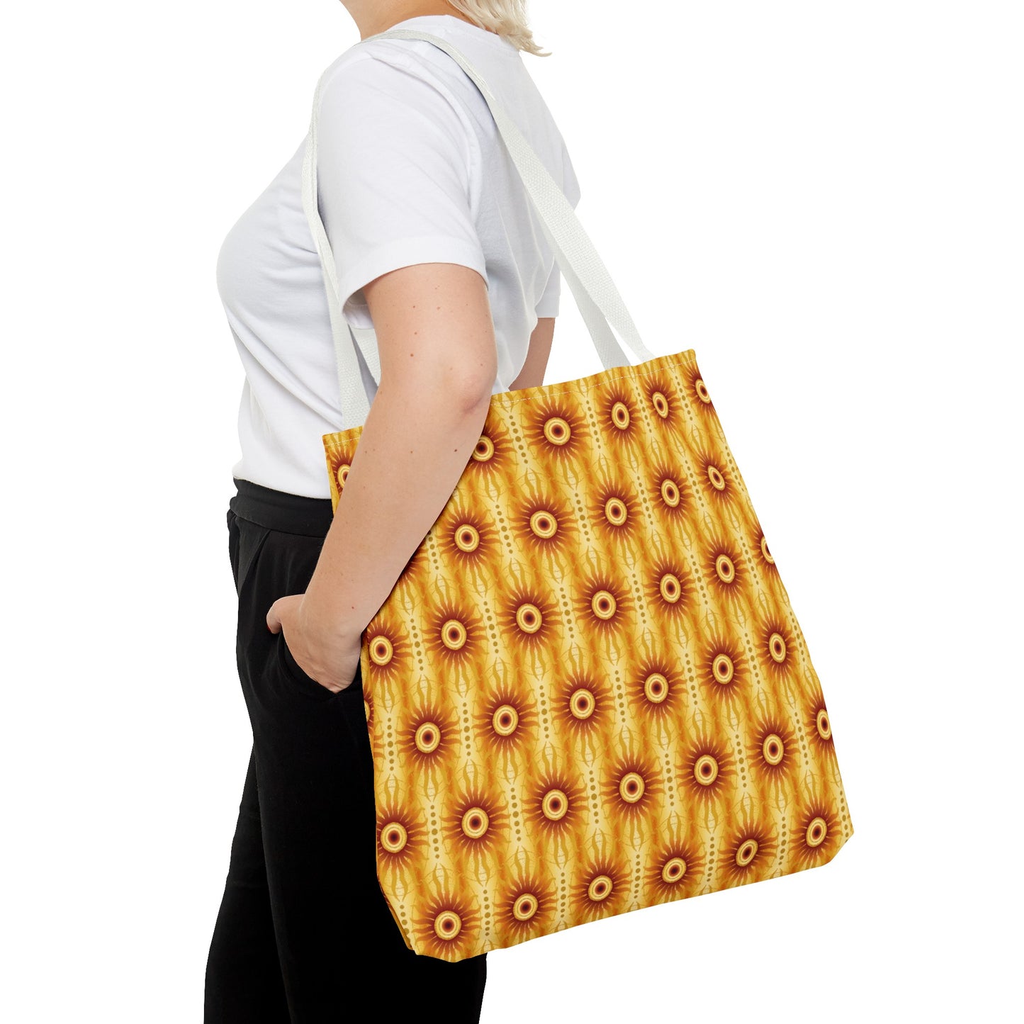 Tote Bag: Large:  ($24.23) Celestial [Crimson/Yellow-Sunbursts]