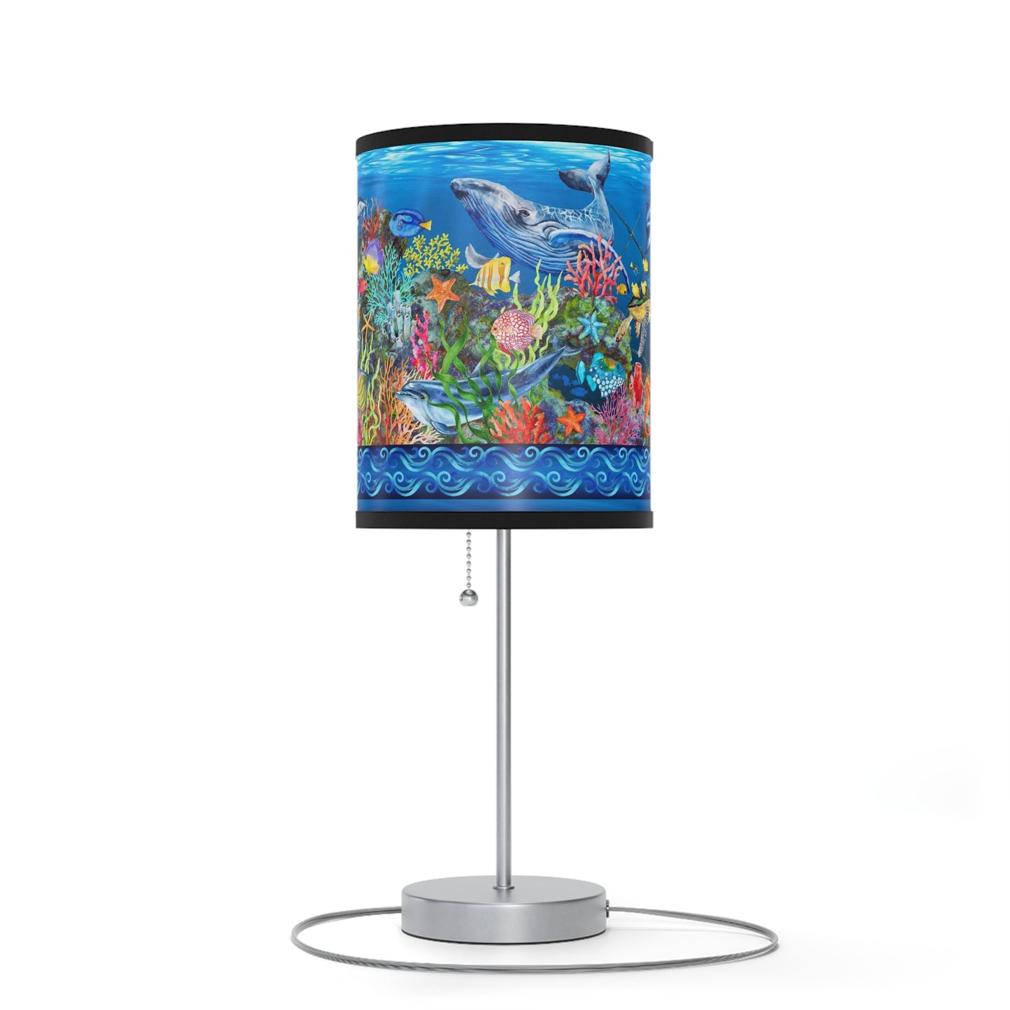 Table Lamp: Silver W/Black/Whitte/Grey Trim; The Sun, The Moon, and The Stars [Sun Panel]